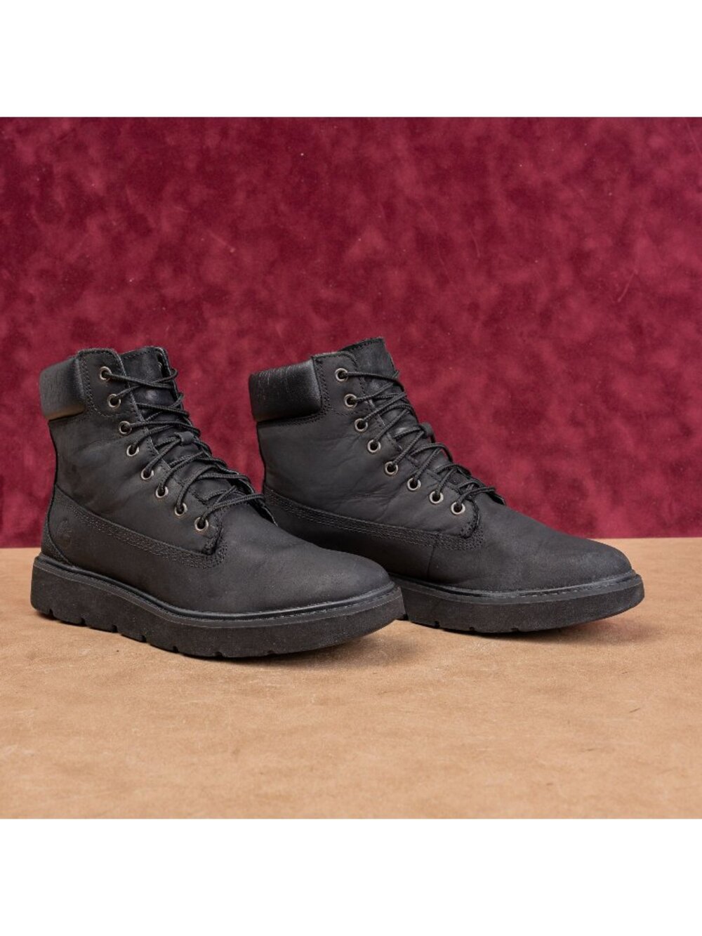 Timberland Women Black Nubuck Flat Comfort Lace-up Combat Boots sz 7.5